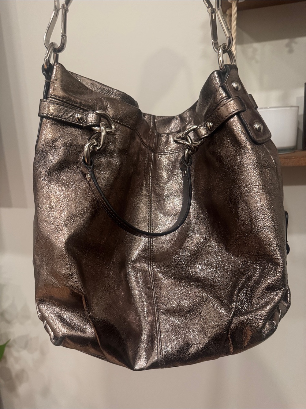 Coach Brooke Convertible Metallic Bronze Shoulder Hobo Bag